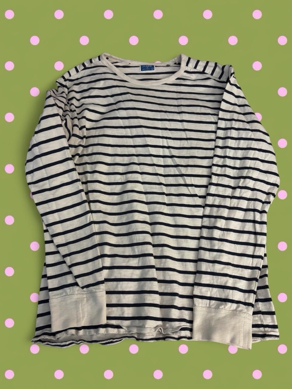 J. Crew Cream and Navy Striped Long-Sleeve Tee